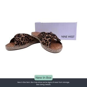 Nine West Brock7 Leopard Print Espadrille Slide Sandals | Size 7.5 | New in Box
